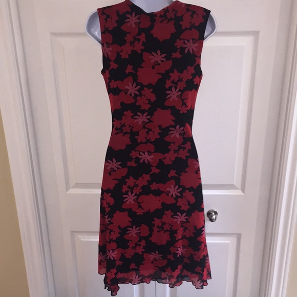 Zokai Red & Black Floral Sleeveless Midi Dress Size Medium - Picture 5 of 11